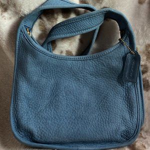 Vintage '90s Sonoma Coach Small Shoulder Bag in Light Blue Pebble Nubuck Leather